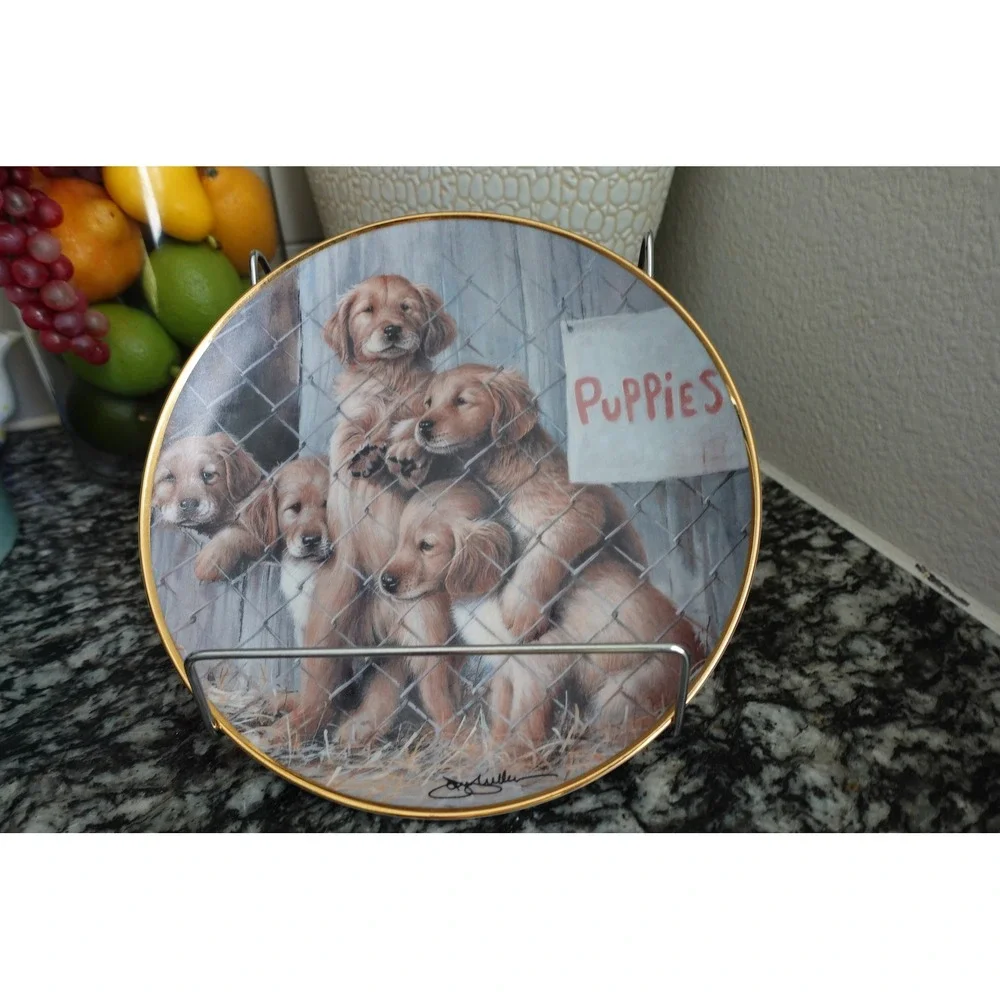 Vintage fine Porcelain Adopt a‎ Puppy Decorative plate
